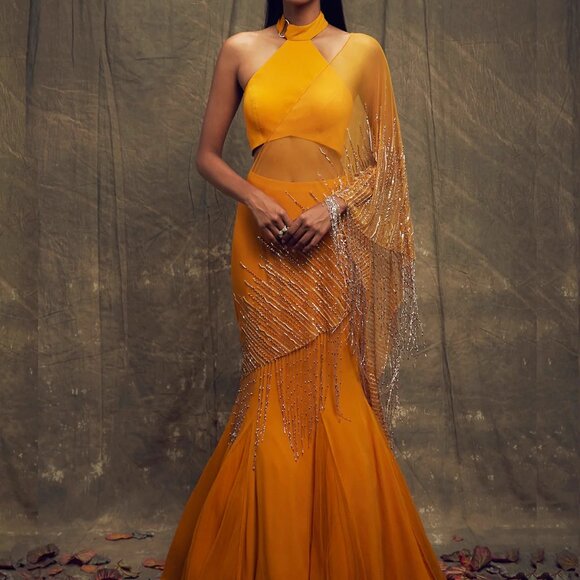 Shloka Khialani Ahora Mustard Lehenga, XS - Picture 2 of 10